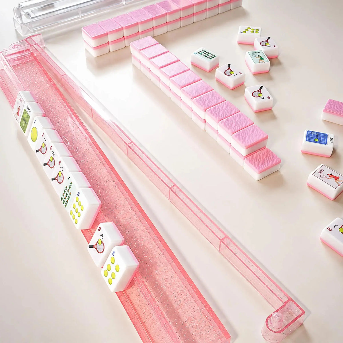 18" Clear Glitter Mahj Rack & Pusher (4-Pack)