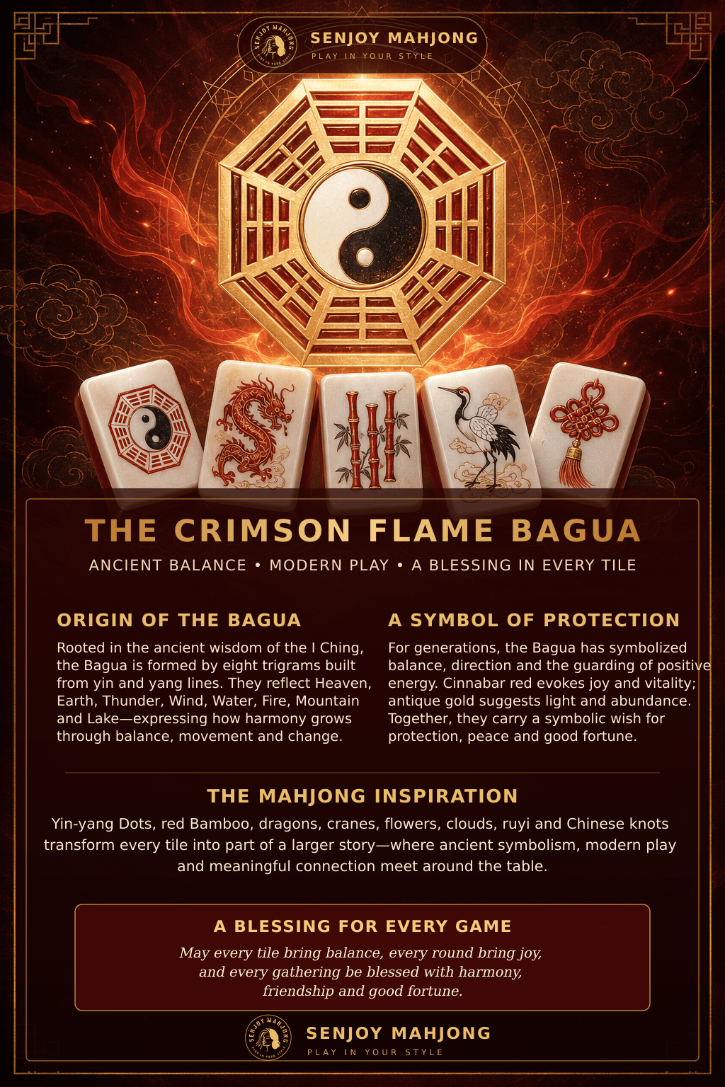 Red Bagua American Mahjong Set – 160 Tiles