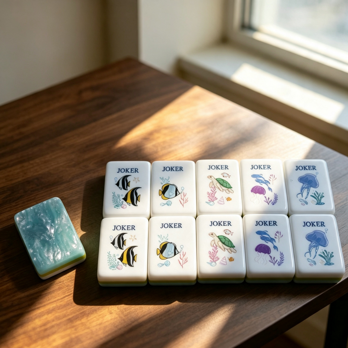 The Serene Tide Line American Mahjong Set – Seafoam Swirl, 160 Tiles