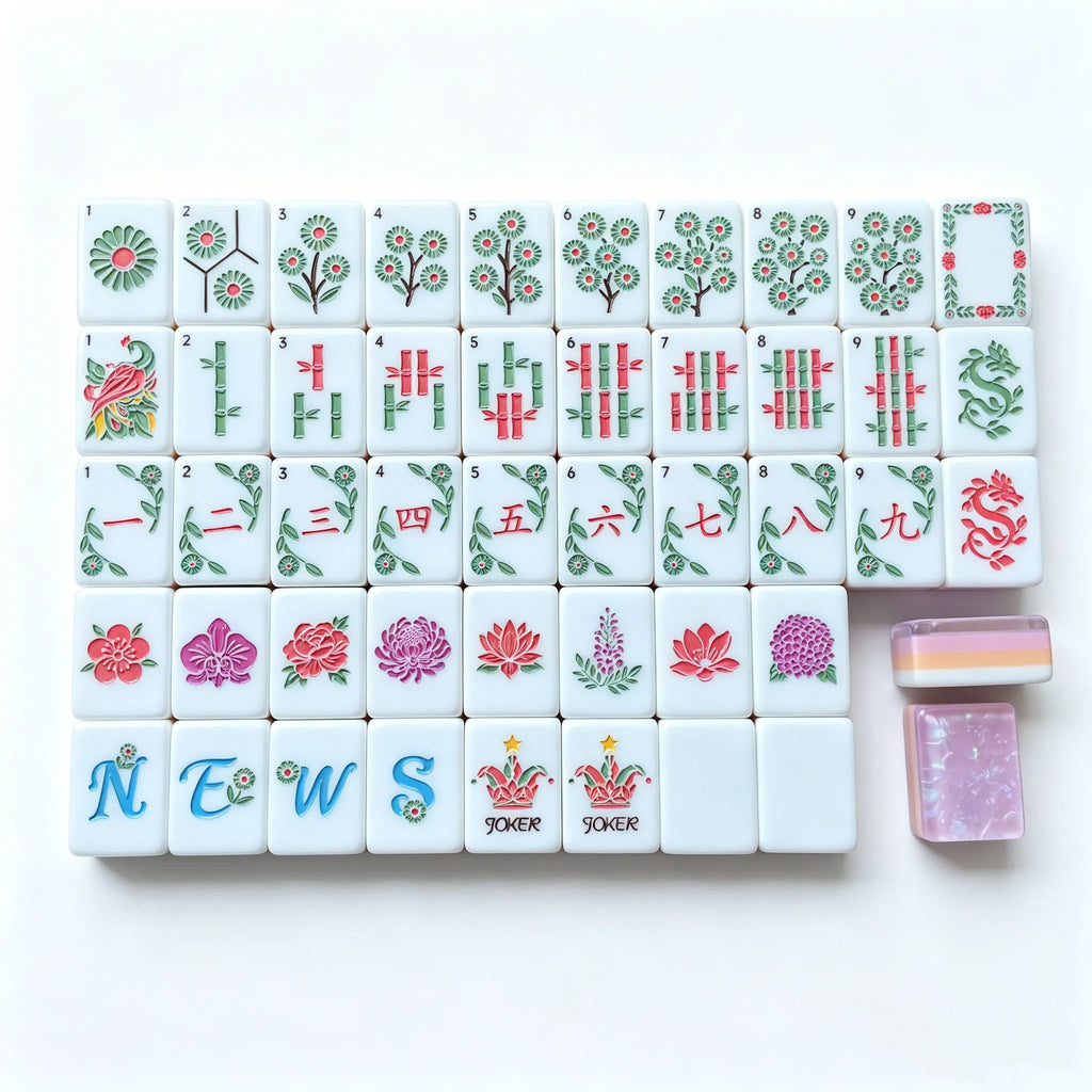 Blossom Shimmer Garden Party Mahjong Tiles