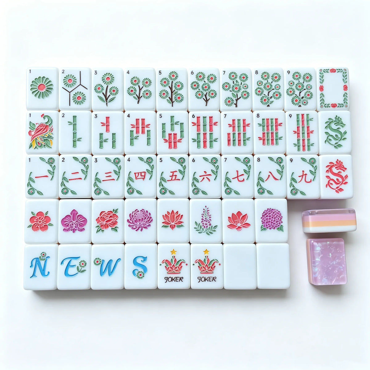 Blossom Shimmer Garden Party Mahjong Tiles