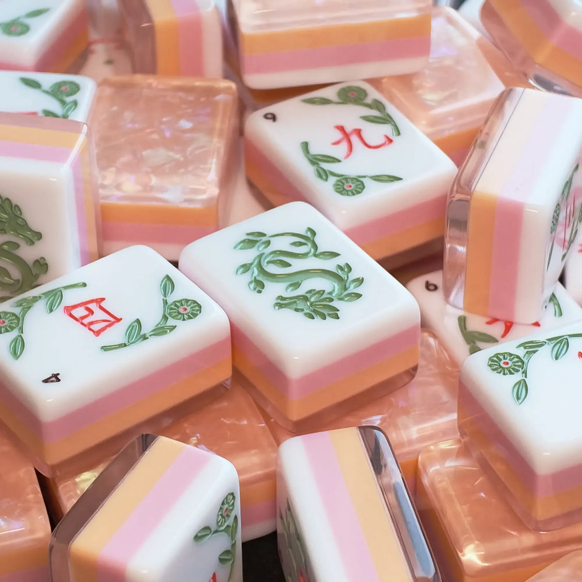 Blossom Shimmer Garden Party Mahjong Tiles