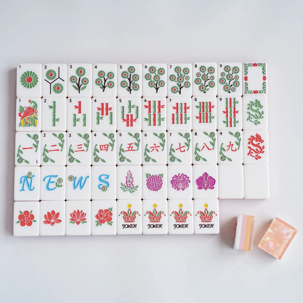 Blossom Shimmer Garden Party Mahjong Tiles