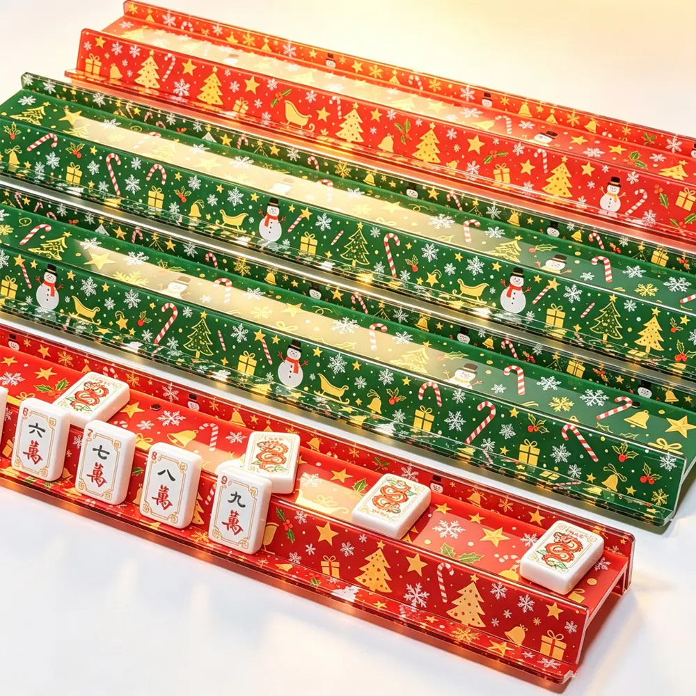 Christmas 20" Mahjong Racks with Pushers 4 Pack