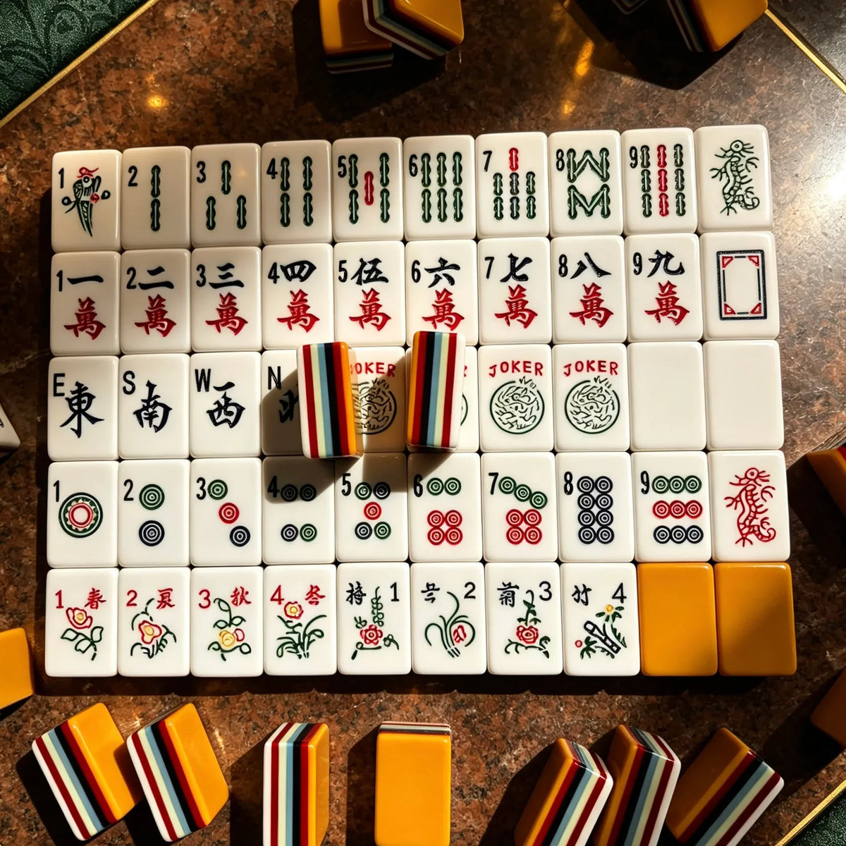 Classic Rainbow Stripe American Mahjong Tiles