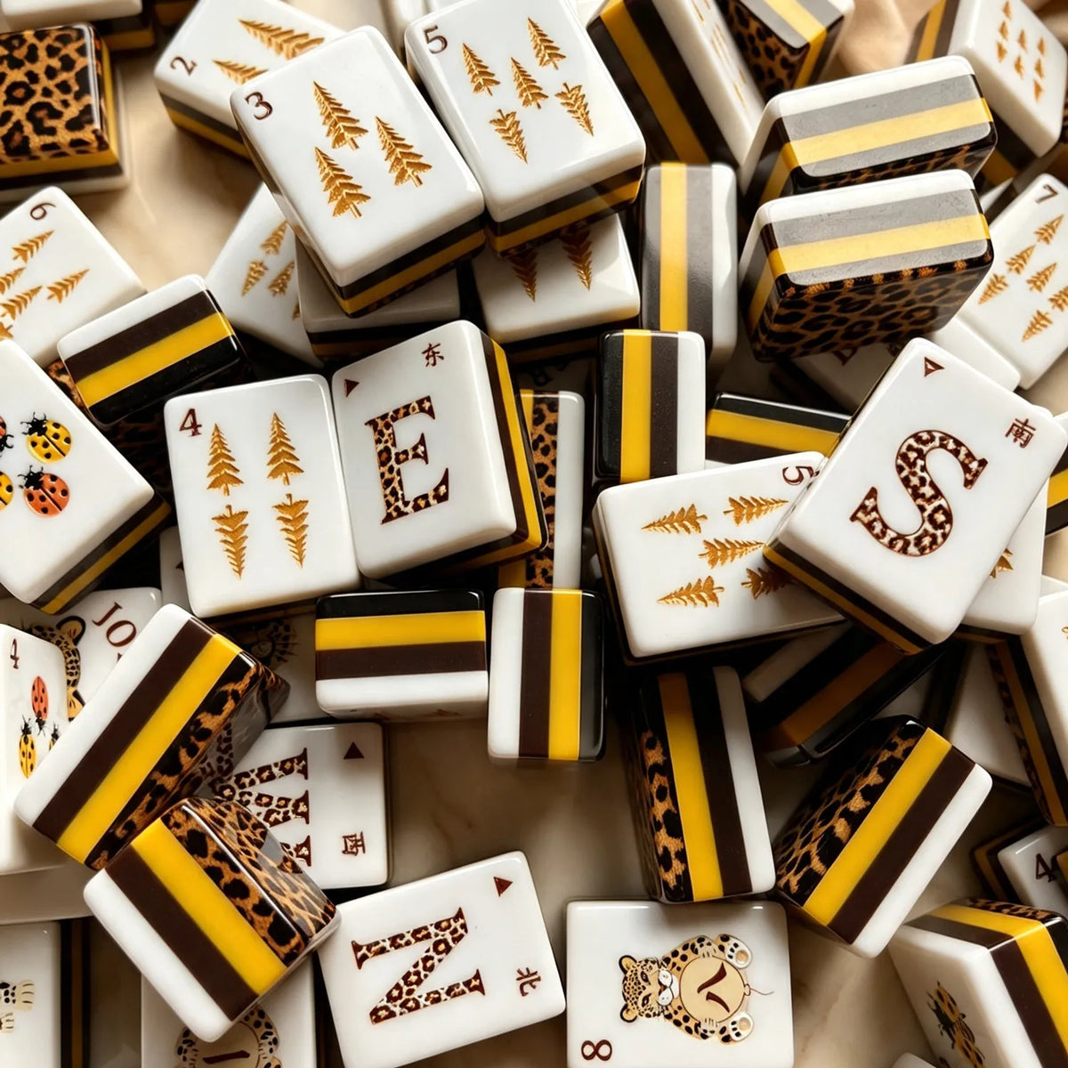 Glitter Leopard Wildwood Mahjong Tiles