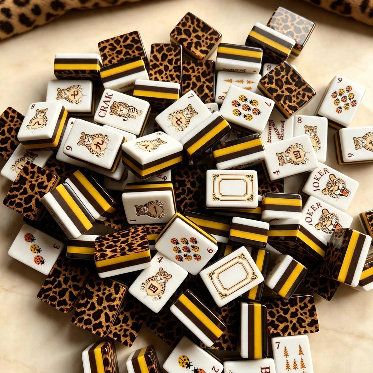 Glitter Leopard Wildwood Mahjong Tiles