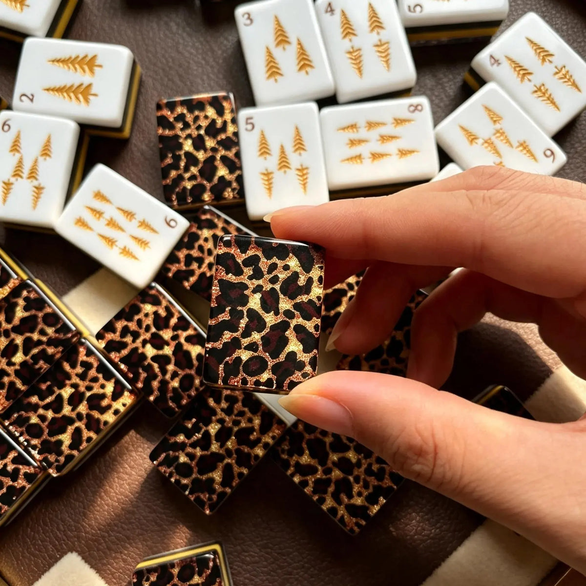 Glitter Leopard Wildwood Mahjong Tiles