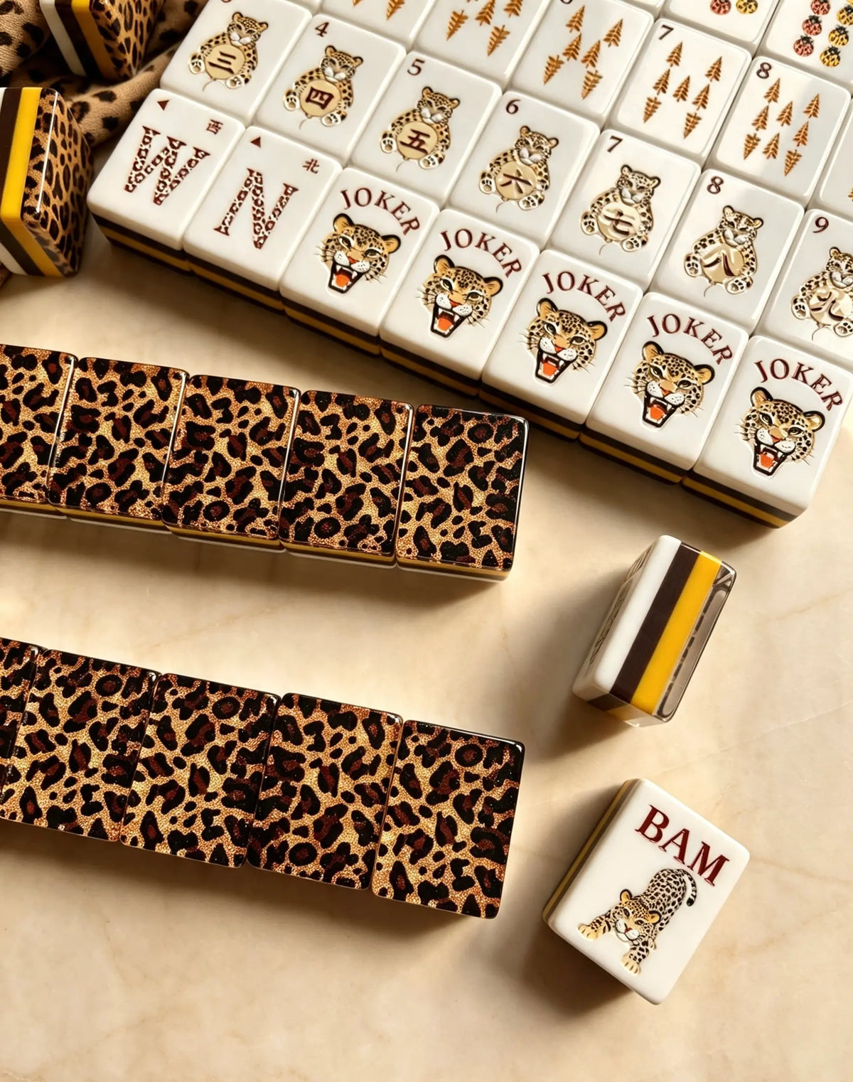 Glitter Leopard Wildwood Mahjong Tiles