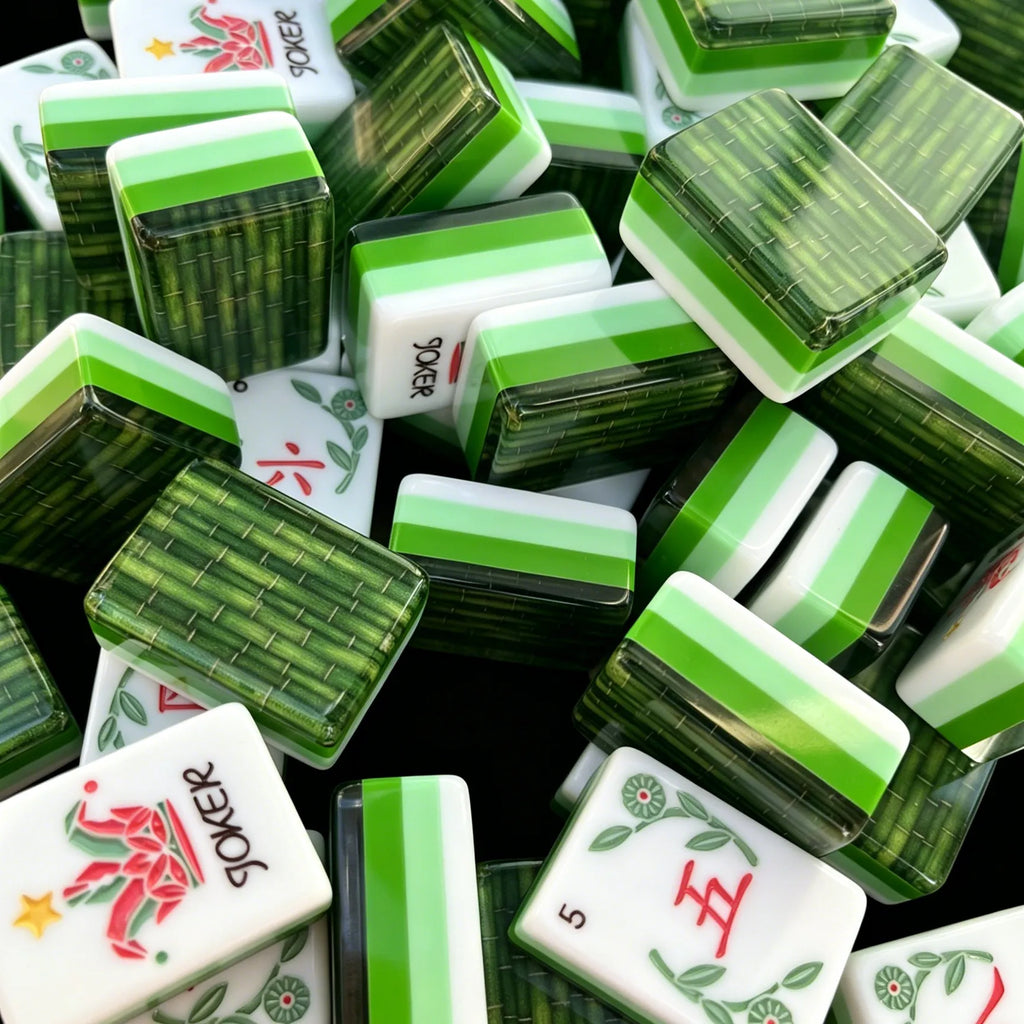 Green Bamboo Grove Mahjong Tiles