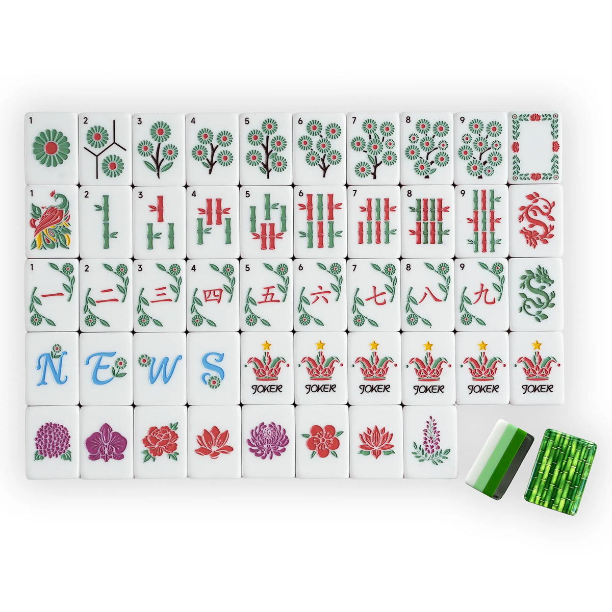 Green Bamboo Grove Mahjong Tiles