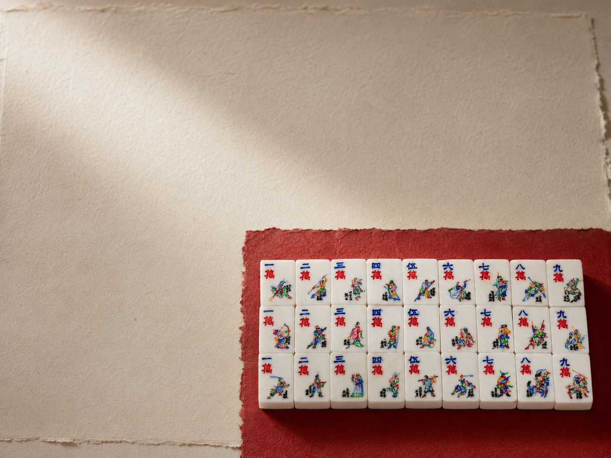 Heirloom Hand-Painted Bovine Bone Mahjong Set – Artisan Made