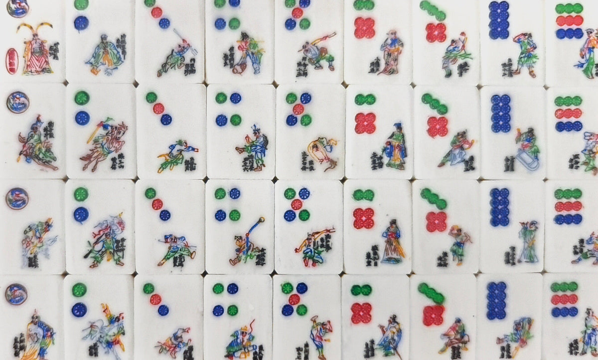Heirloom Hand-Painted Bovine Bone Mahjong Set – Artisan Made