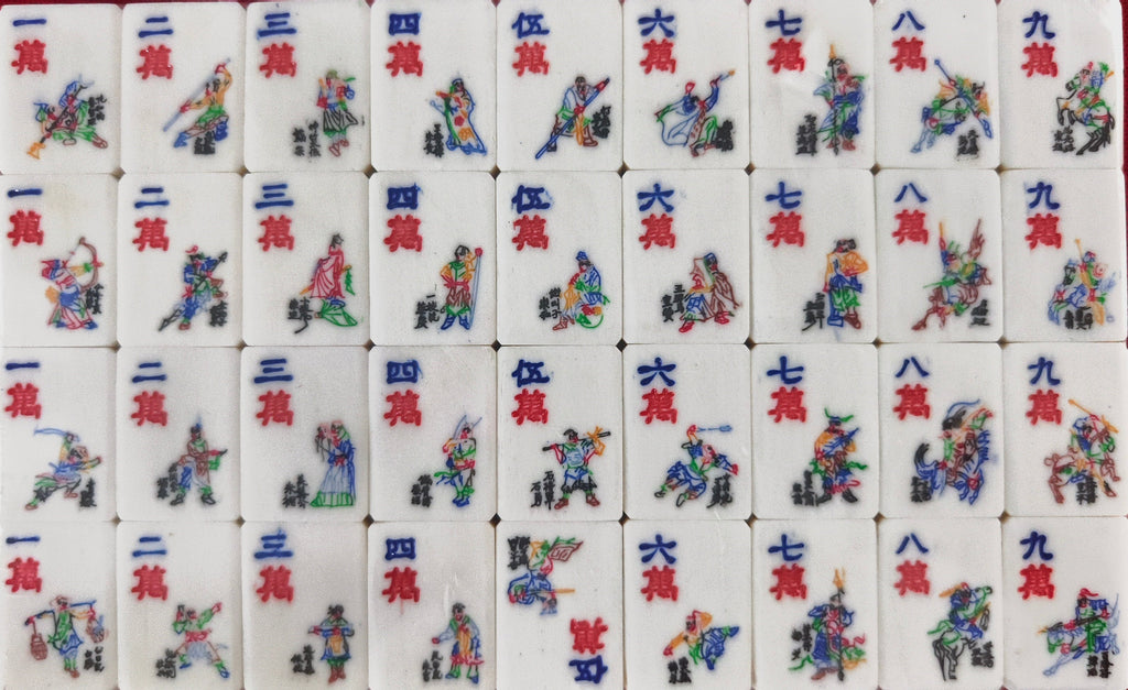 **Heirloom Hand-Painted Bovine Bone Mahjong Set – Artisan Made**