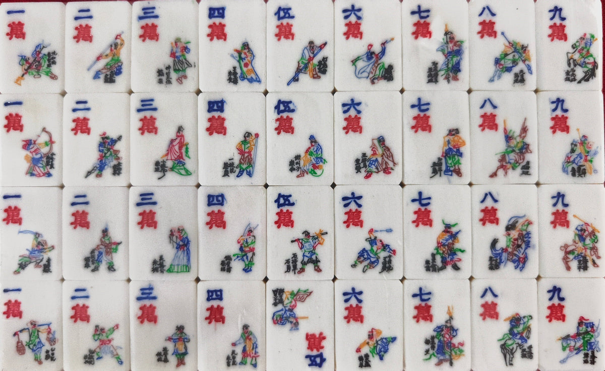 **Heirloom Hand-Painted Bovine Bone Mahjong Set – Artisan Made**