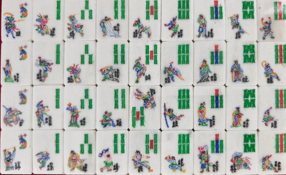 Heirloom Hand-Painted Bovine Bone Mahjong Set – Artisan Made