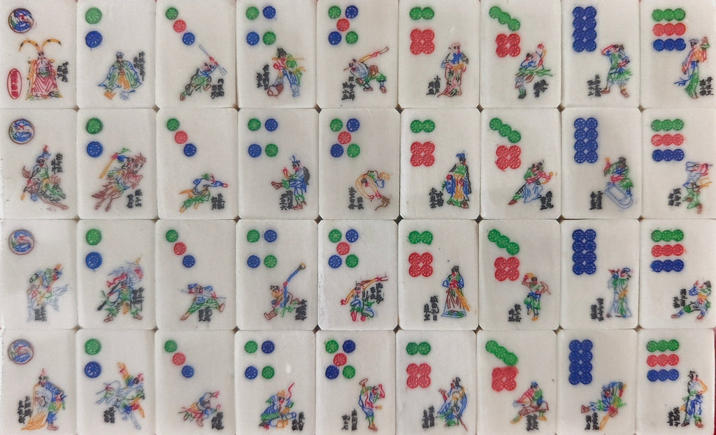 **Heirloom Hand-Painted Bovine Bone Mahjong Set – Artisan Made**