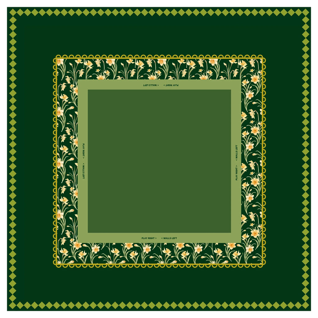 Hunter Green Estate Daffodil Mahjong Mat