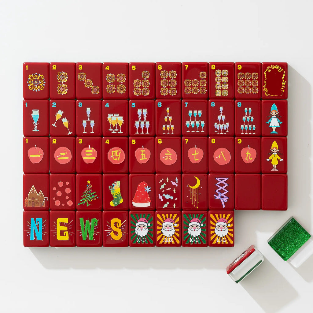 Merry Bright Glitter Christmas Mahjong Tiles