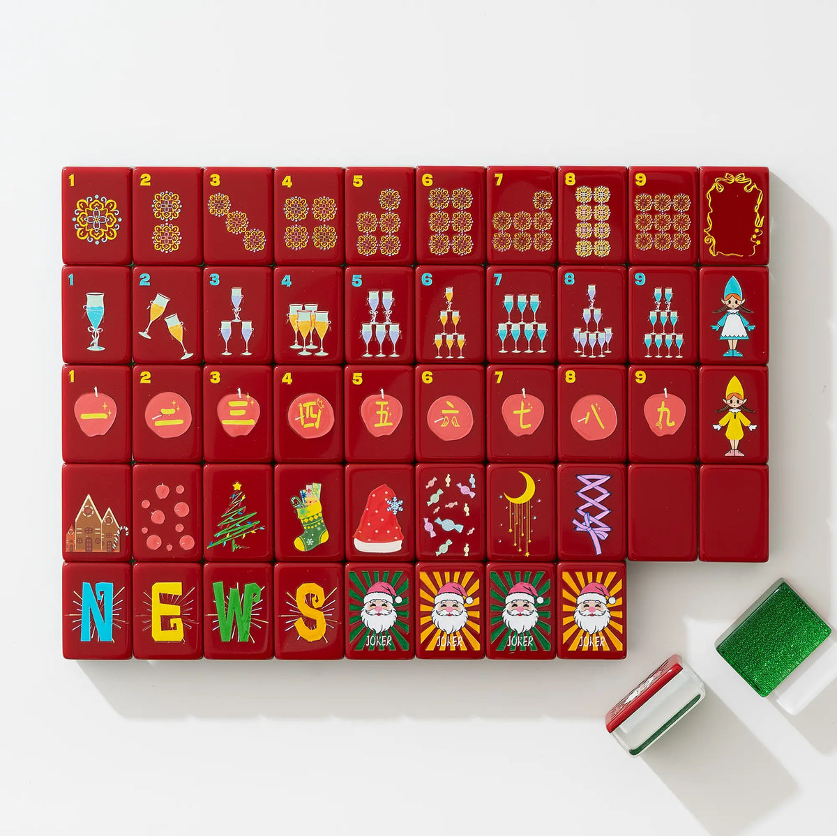 Merry Bright Glitter Christmas Mahjong Tiles