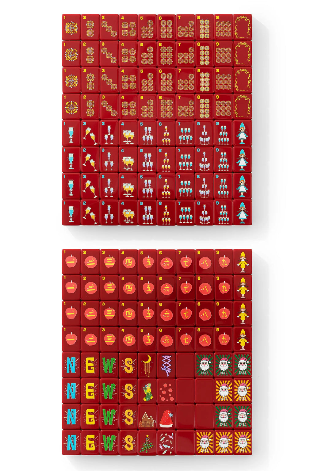 Merry Bright Glitter Christmas Mahjong Tiles