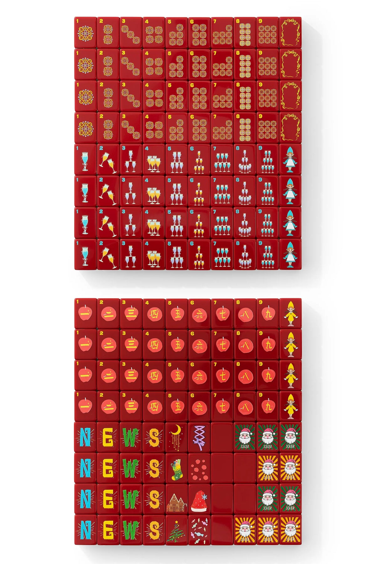 Merry Bright Glitter Christmas Mahjong Tiles