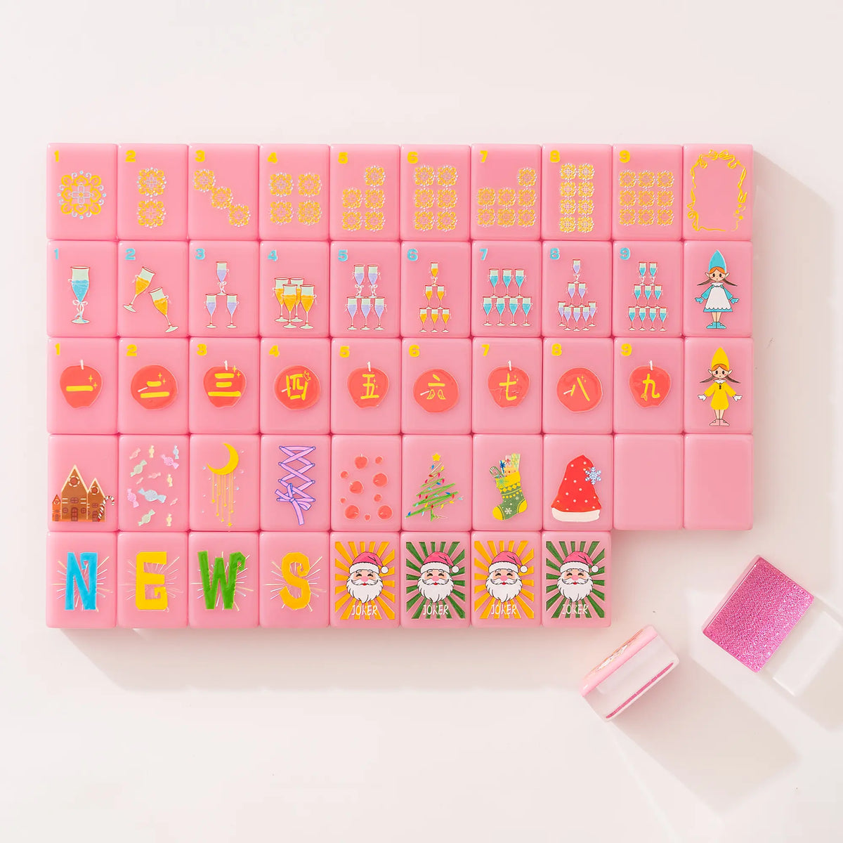 Merry Bright Glitter Christmas Mahjong Tiles