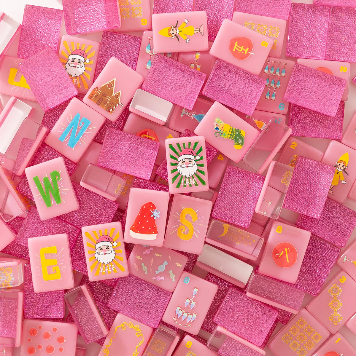 Merry Bright Glitter Christmas Mahjong Tiles