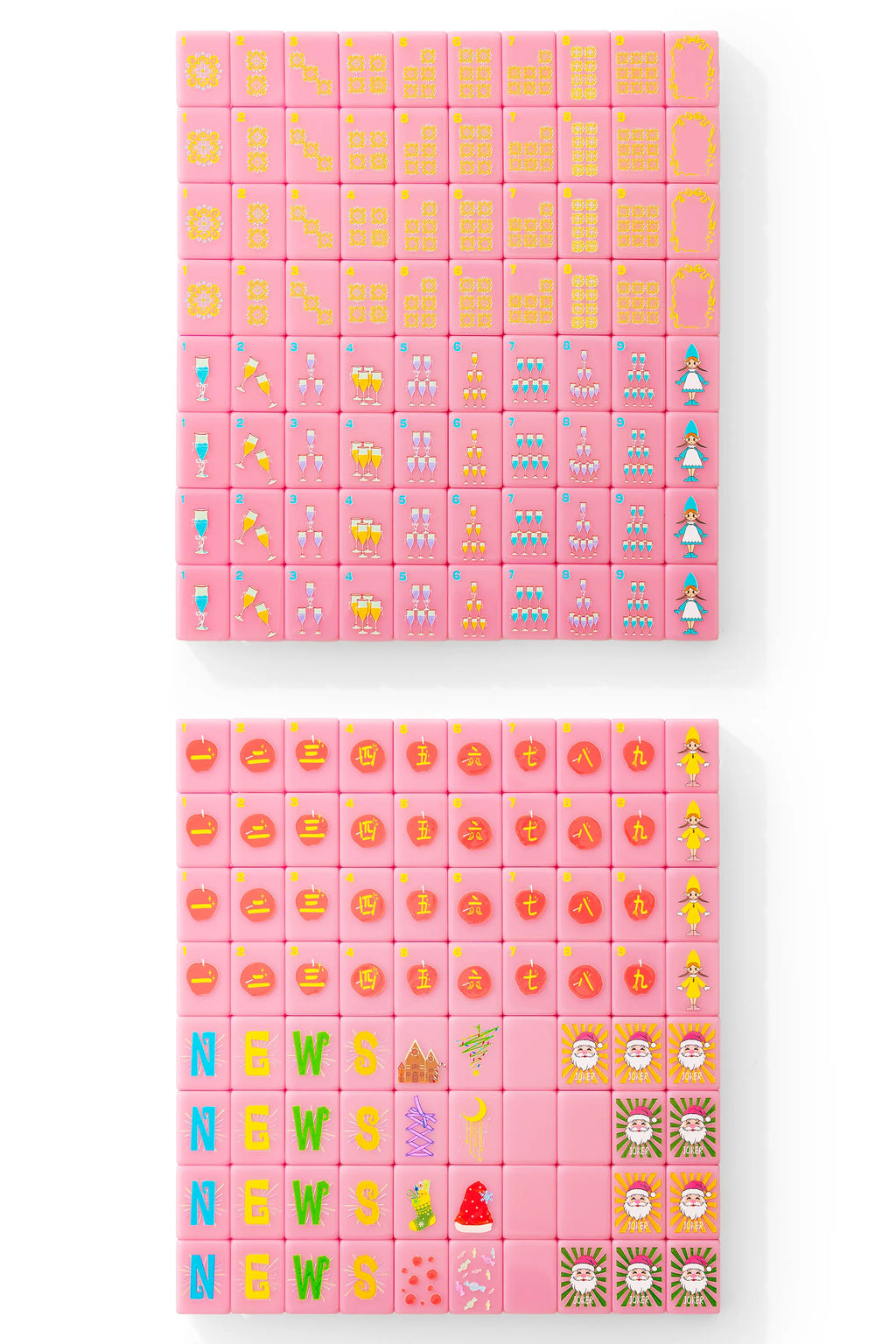 Merry Bright Glitter Christmas Mahjong Tiles