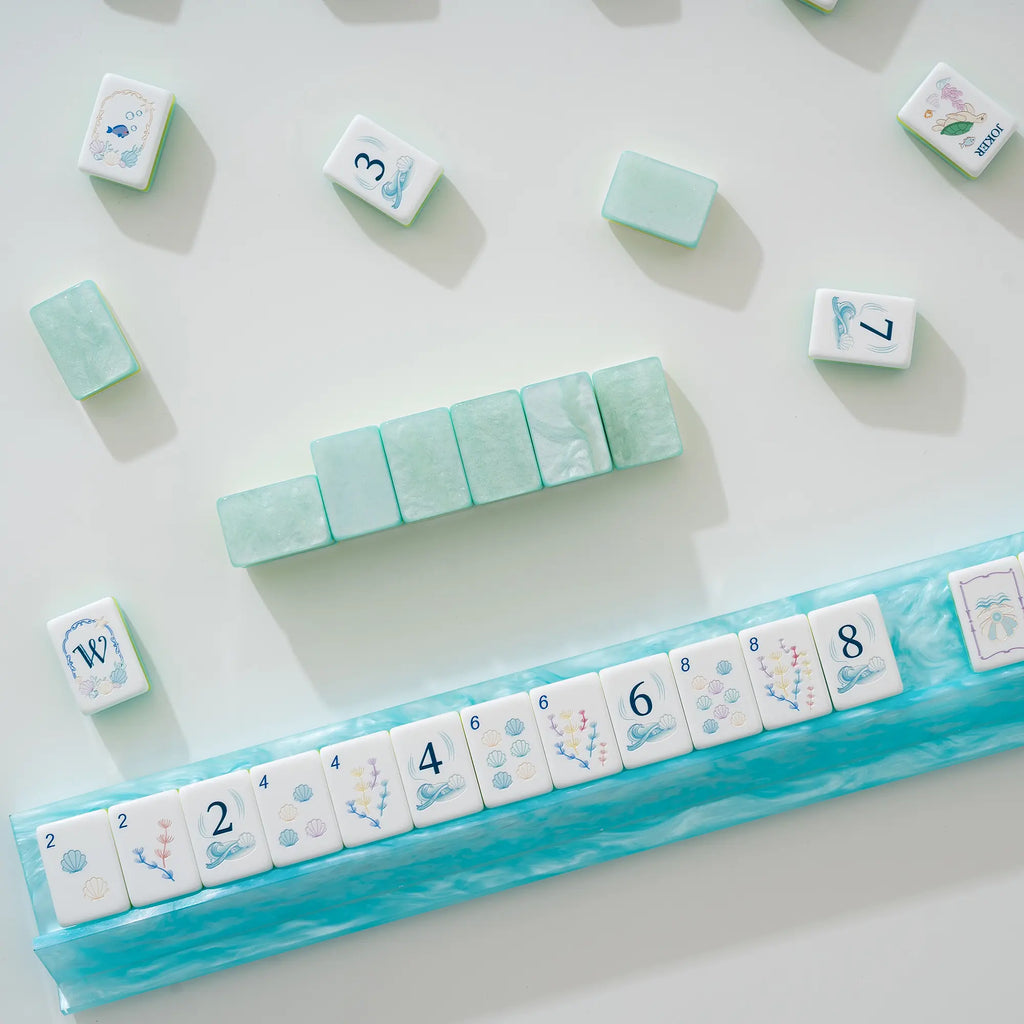 Mint Shimmer Ocean Reef Mahjong Tiles
