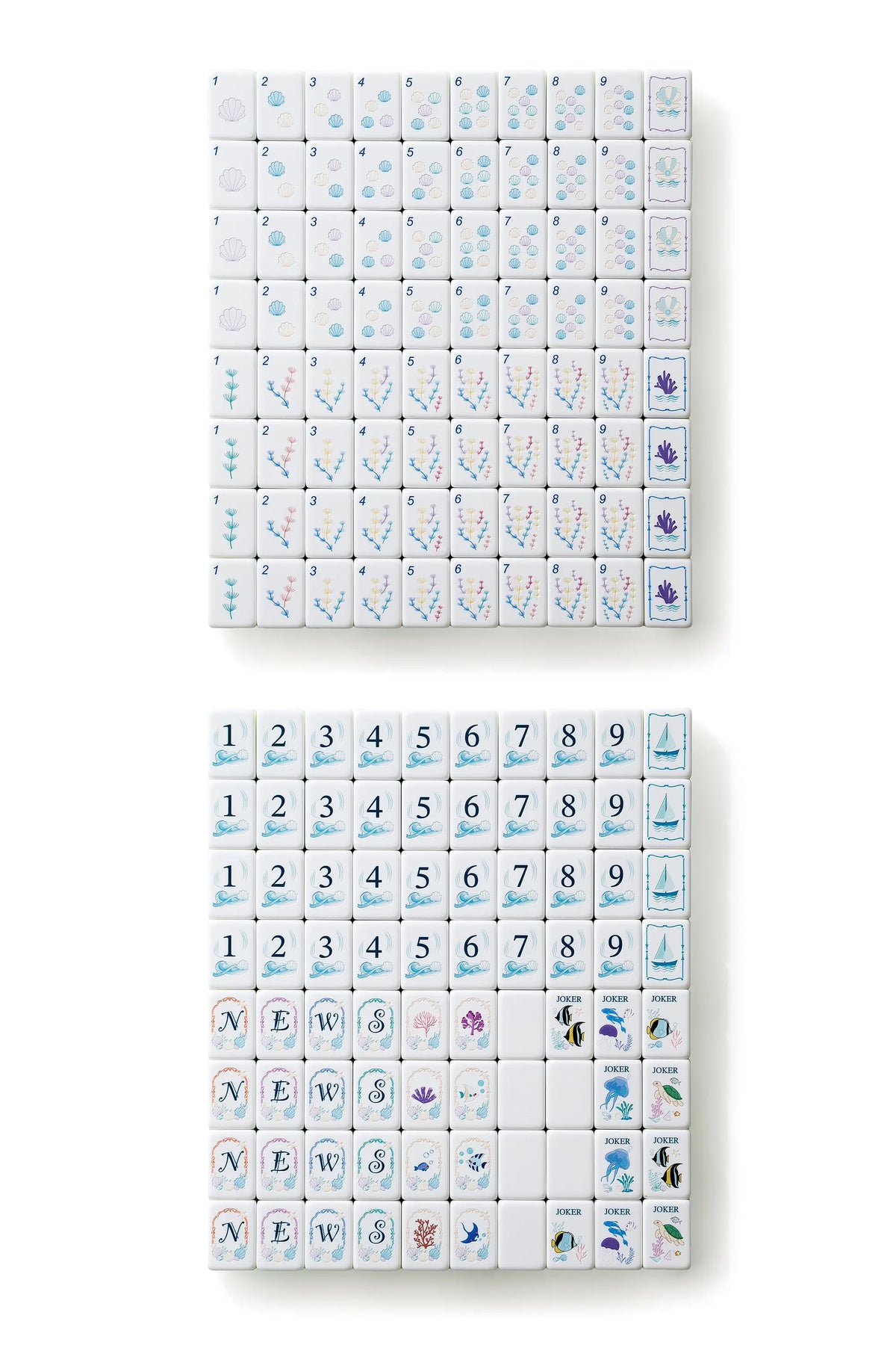 Mint Shimmer Ocean Reef Mahjong Tiles