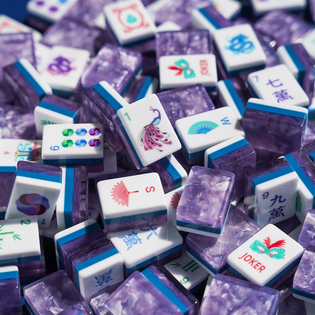 Lavender Shimmer Masquerade Mahjong Tiles