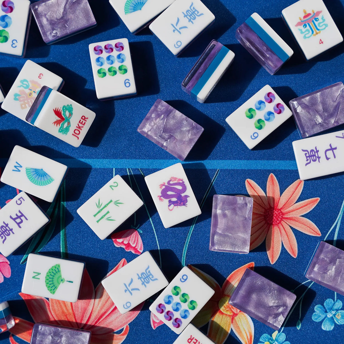 Lavender Shimmer Masquerade Mahjong Tiles