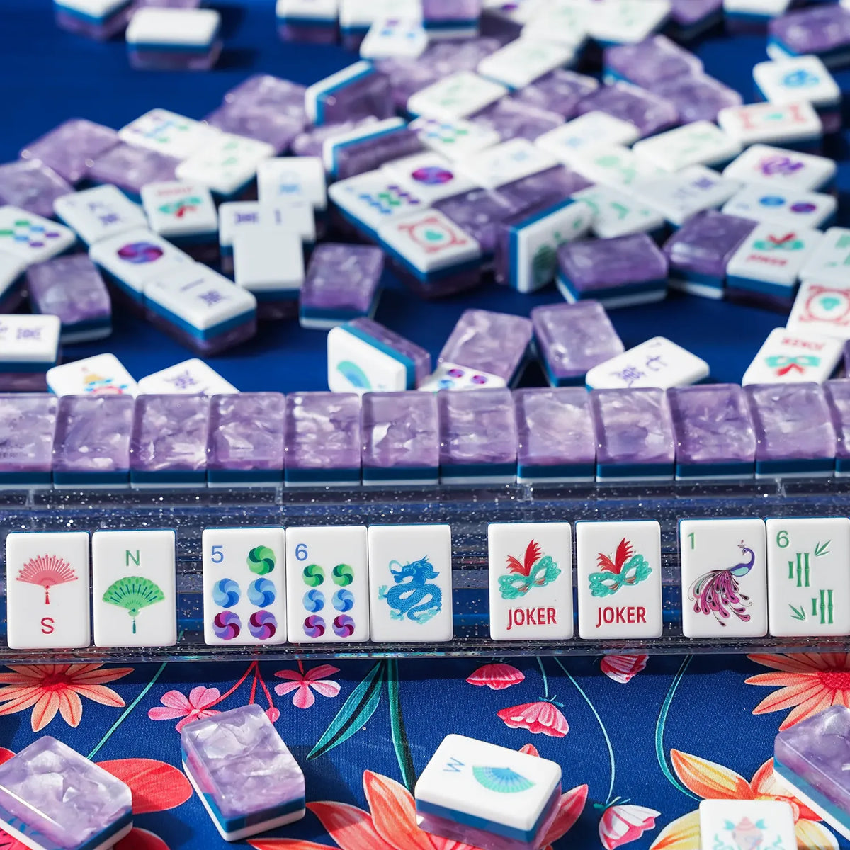Lavender Shimmer Masquerade Mahjong Tiles