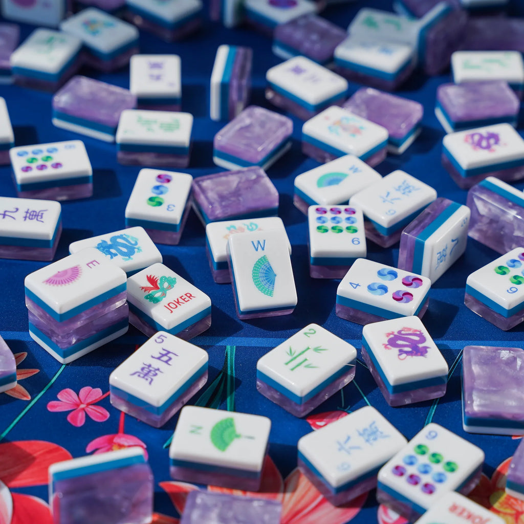 Lavender Shimmer Masquerade Mahjong Tiles