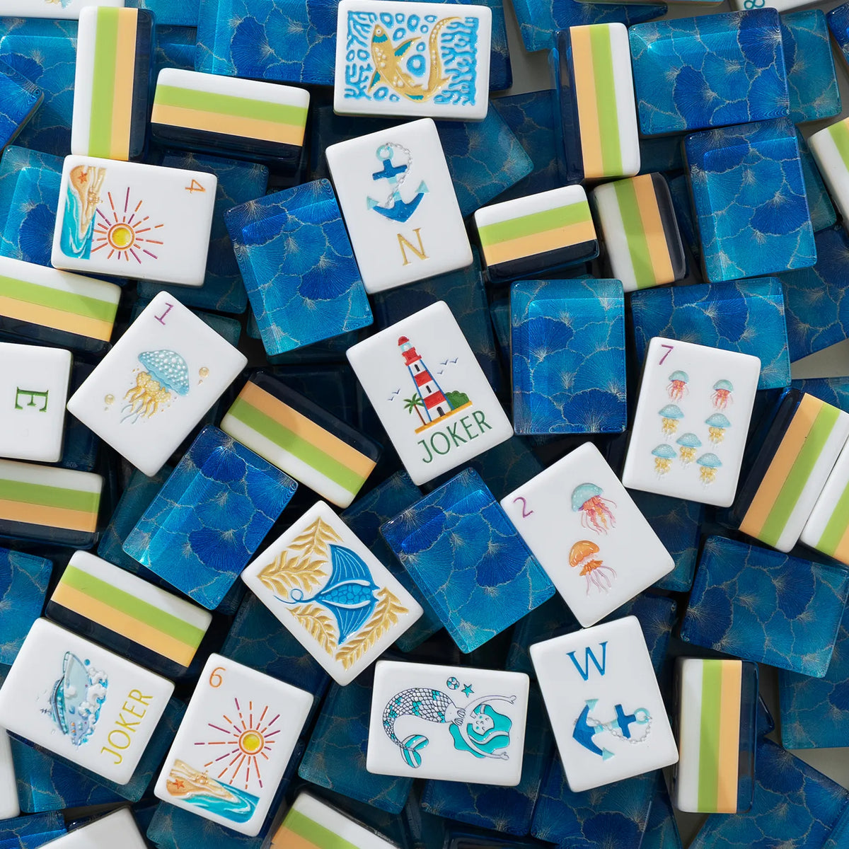 Ocean Coastal Surf Mahjong Tiles