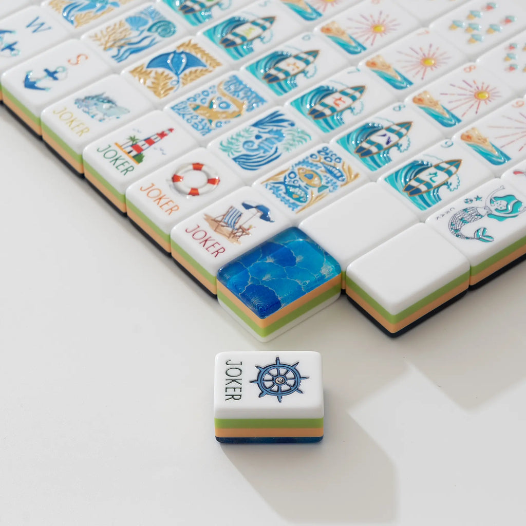 Ocean Coastal Surf Mahjong Tiles