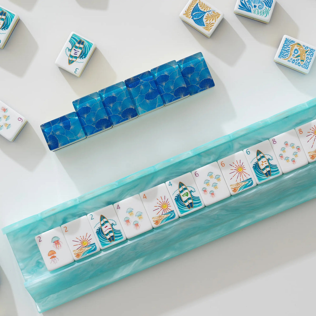 Ocean Coastal Surf Mahjong Tiles