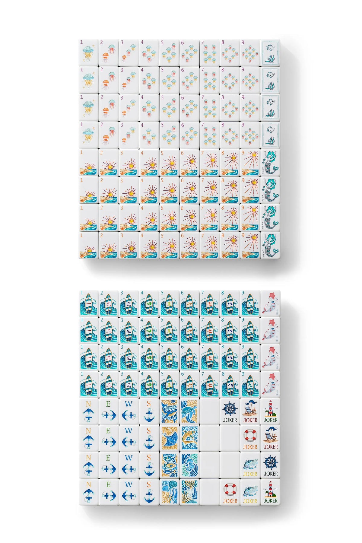 Ocean Coastal Surf Mahjong Tiles