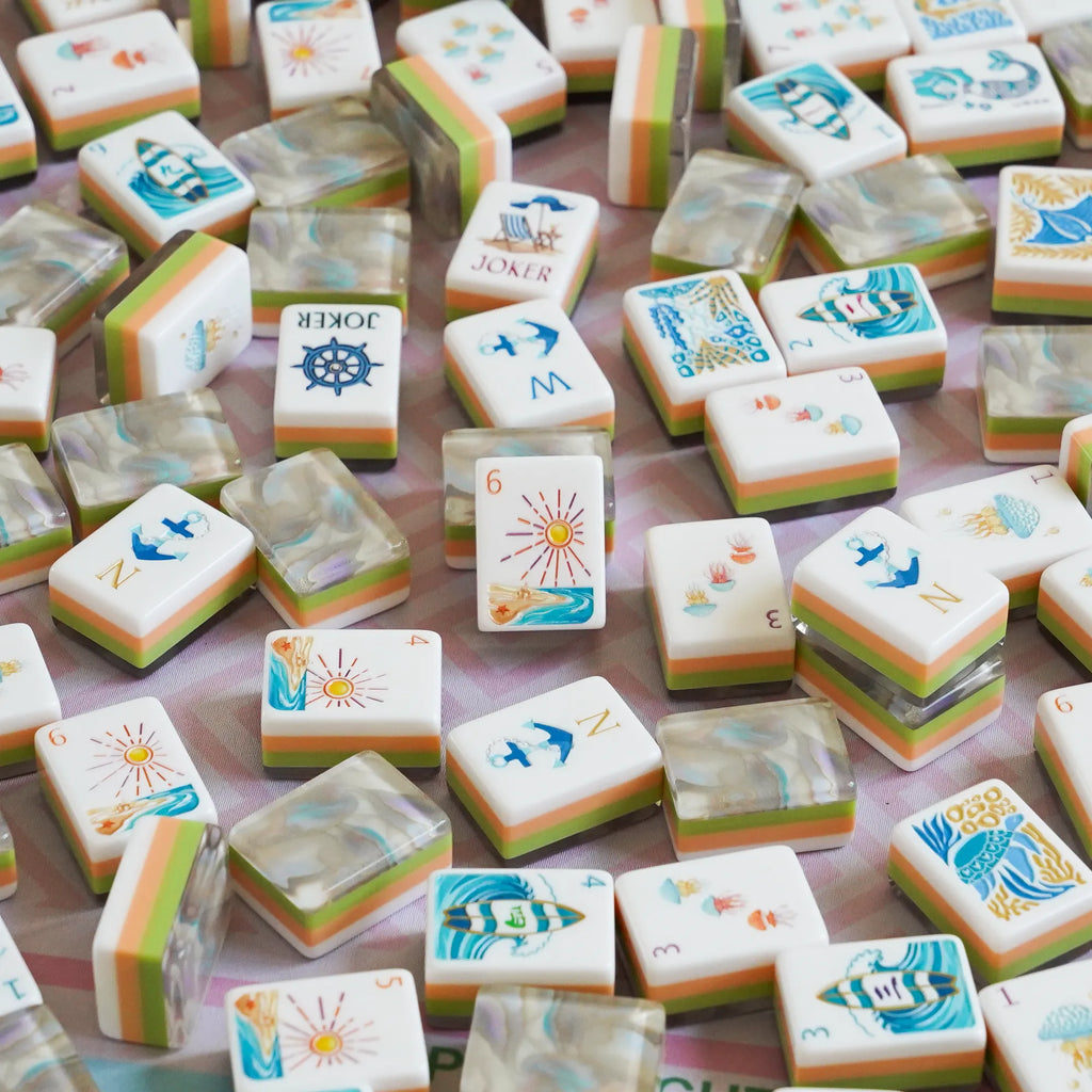 Ocean Coastal Surf Mahjong Tiles