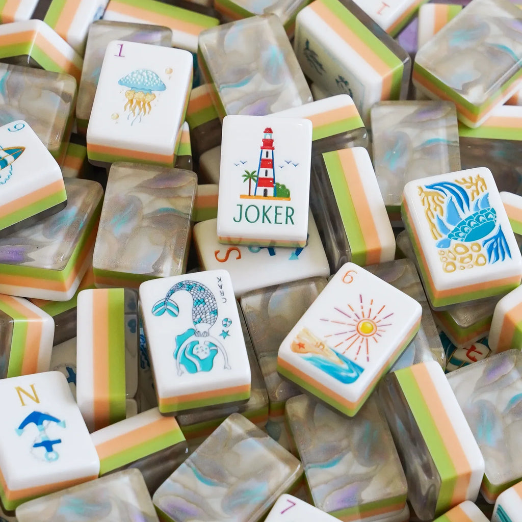 Ocean Coastal Surf Mahjong Tiles
