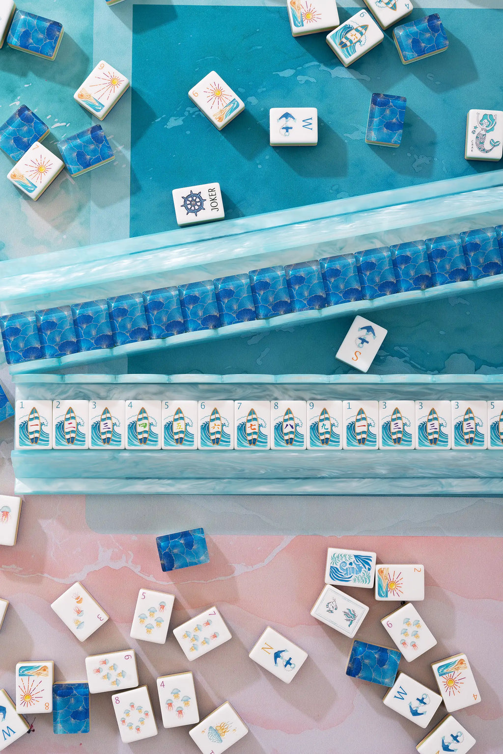 Ocean Coastal Surf Mahjong Tiles