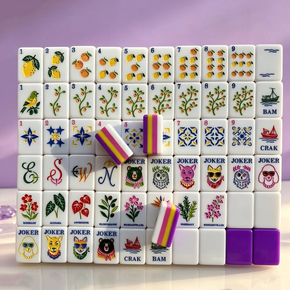 Riviera Citrus Royal Purple Mahjong Tiles