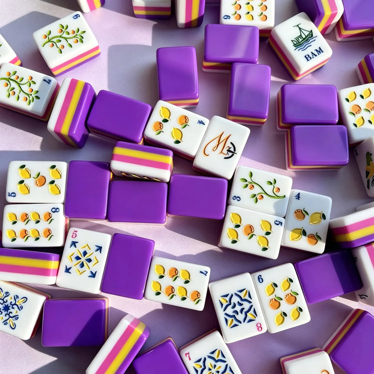 Riviera Citrus Royal Purple Mahjong Tiles