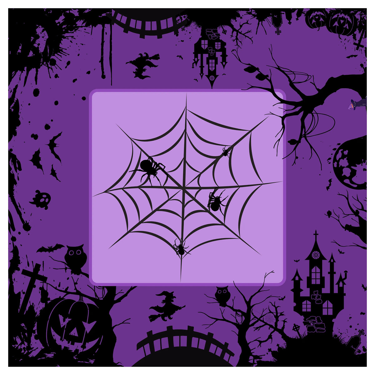 Spooky Halloween Witch Cobweb Mahjong Mat