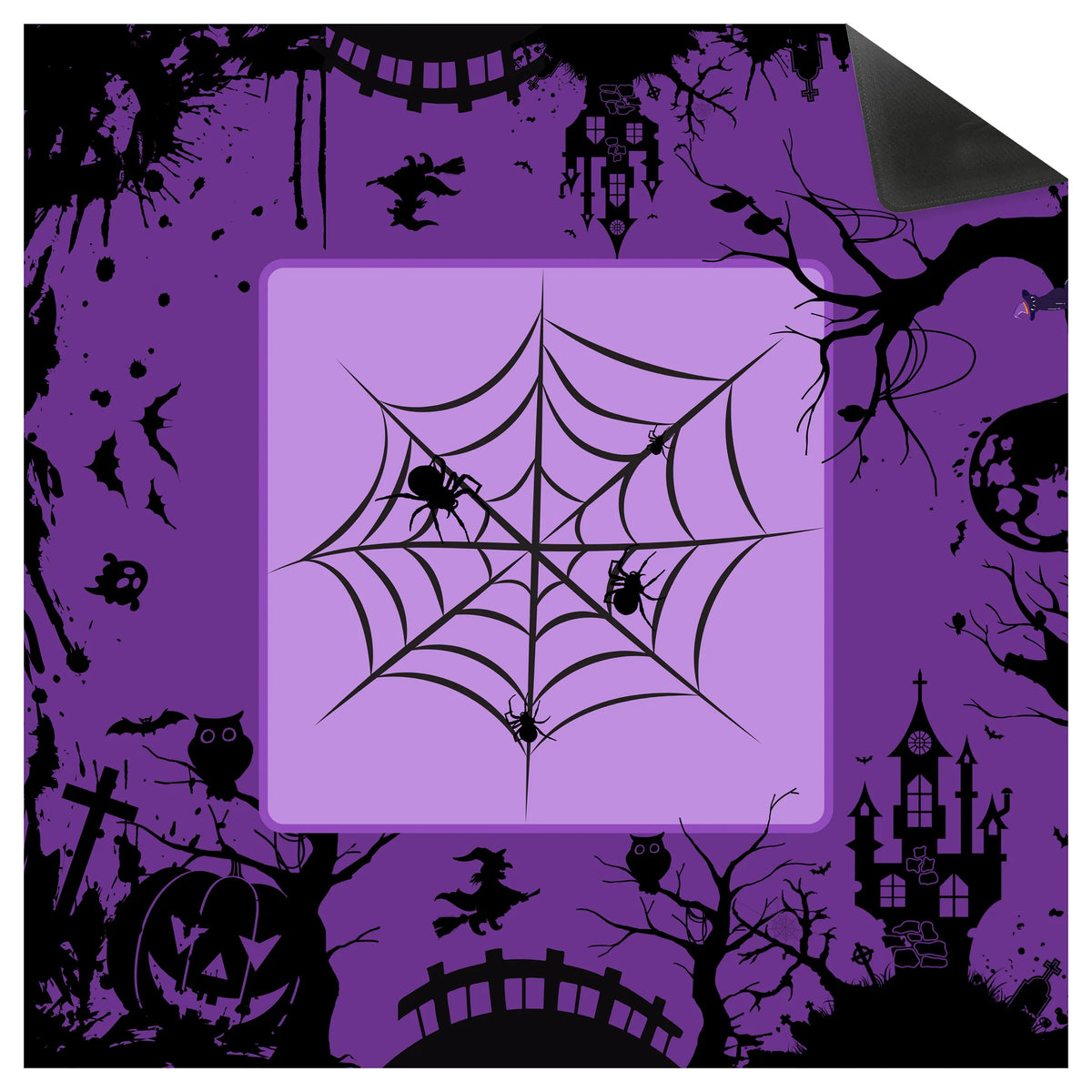 Spooky Halloween Witch Cobweb Mahjong Mat