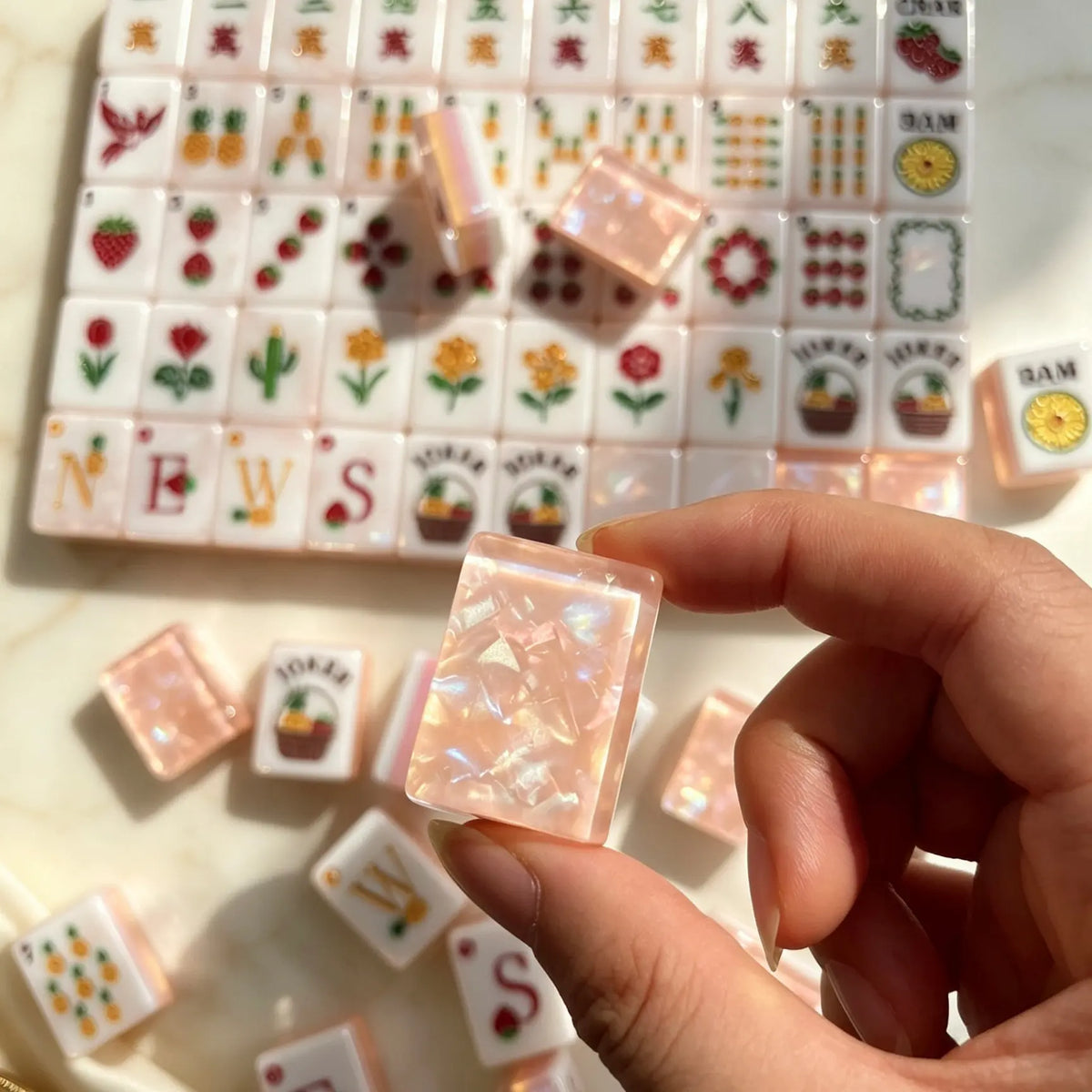 Strawberry Pineapple Shimmer Mahjong Tiles
