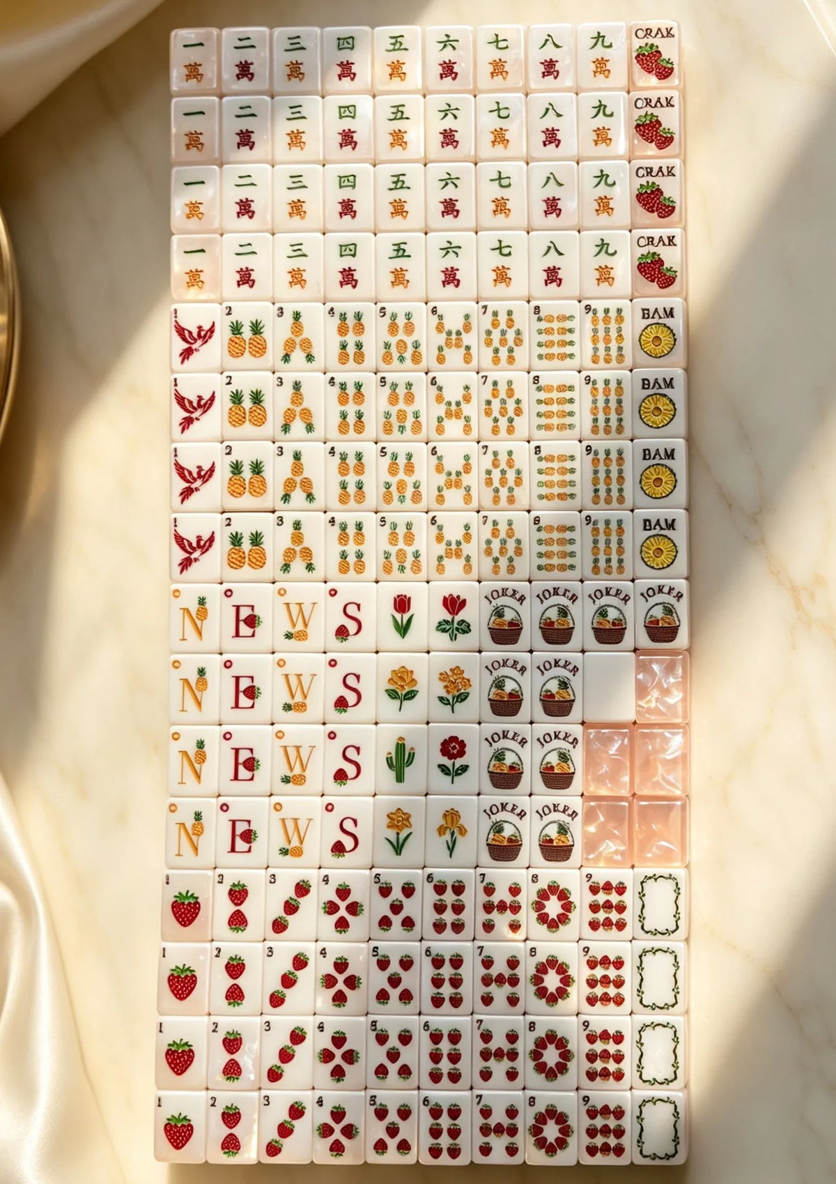 Strawberry Pineapple Shimmer Mahjong Tiles