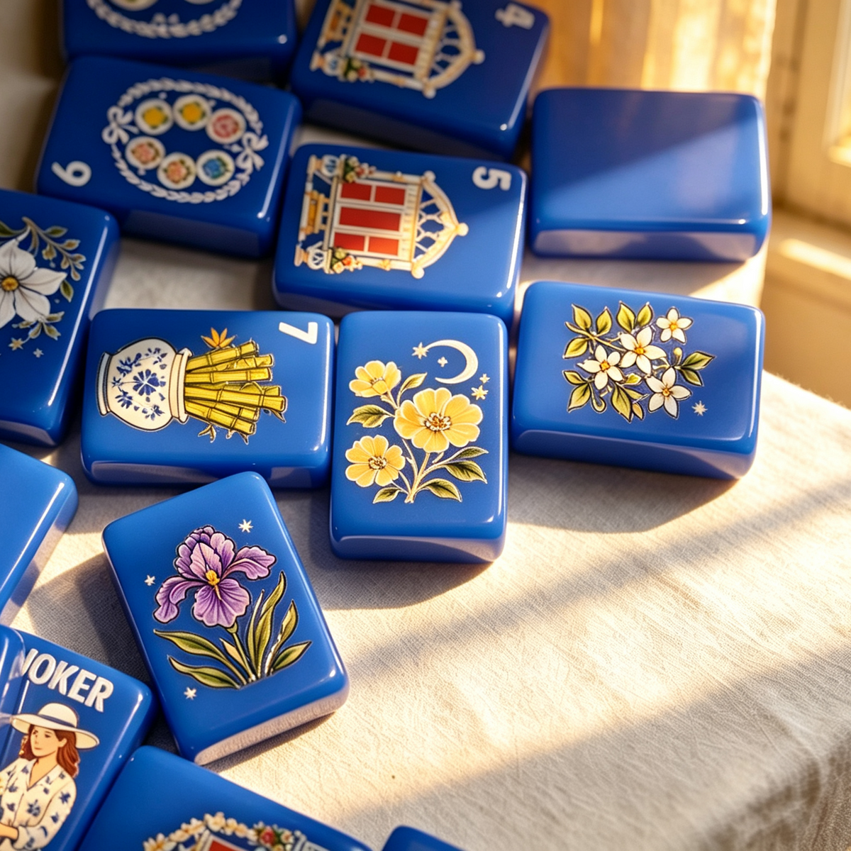 **The Cobalt Garden Collection American Mahjong Set – Cobalt Blue, 160 Tiles**