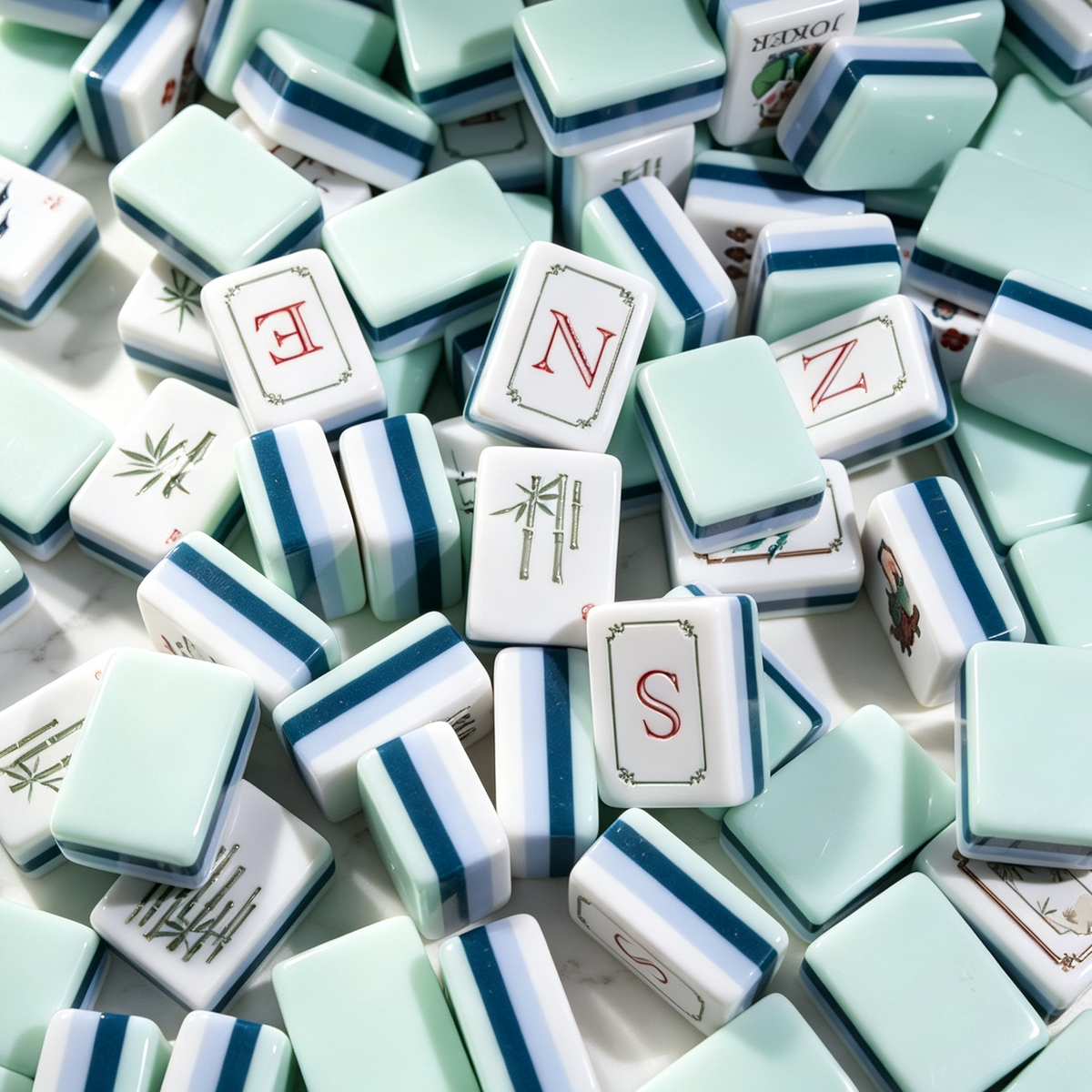 The Jade Garden Line American Mahjong Set – Mint & Ivory, 160 Tiles